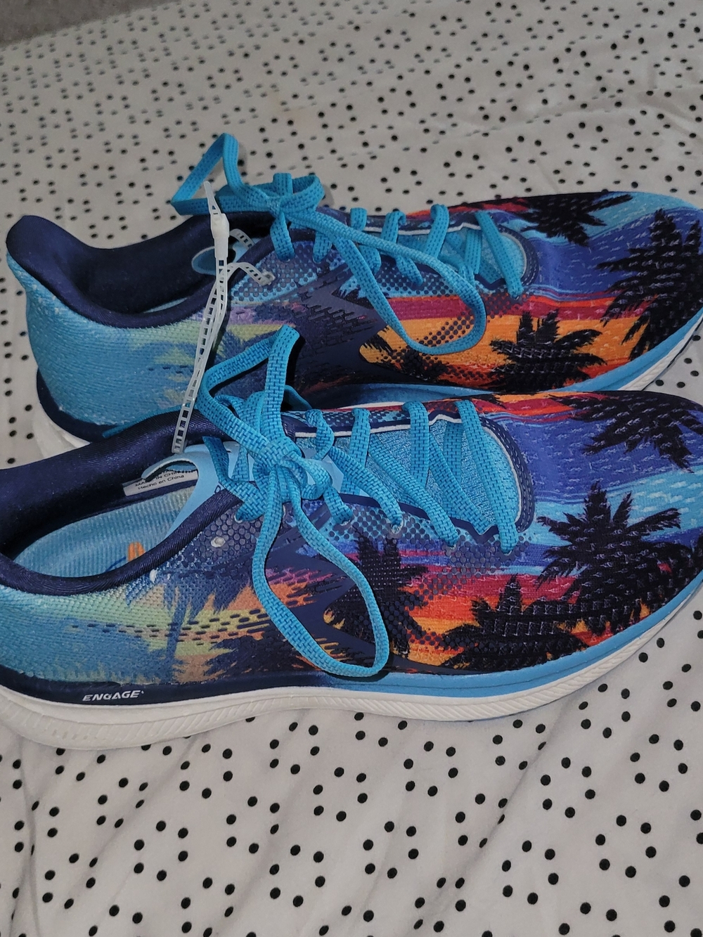 Kids Blue Tropical Print Athletic Sneakers
